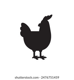 Icono de silueta negra de gallina aislado sobre fondo blanco. Ilustración vectorial.