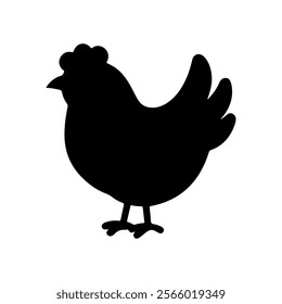 Hen black silhouette vector illustration on white background.