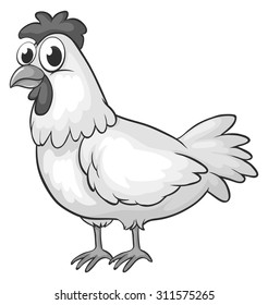 Hen in black and white illustration