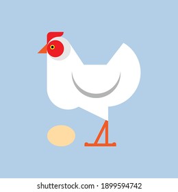 Hen cartoon illustration. Simple artwork shape drawing. 