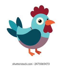 hen cartoon style vector illustration
