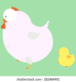 hen and chick cartoon
