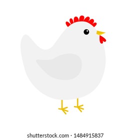 Hen chicken bird icon. Happy Easter. Cute cartoon funny kawaii baby chick character. Flat design. Greeting card. Yellow color. White background. Isolated. Vector illustration