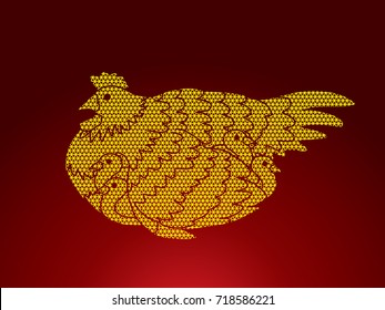 Hen with chicken designed using geometric pattern graphic vector