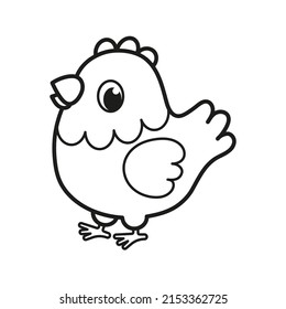 Hen. Chicken. Domestic bird. Icon. Coloring pages. black and white picture.