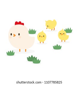 Hen and chicken in the garden