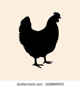 Hen, chicken icon. Black vector isolated silhouette. Logo template for meat business, meat shop. Perfect elements for food or farming design.