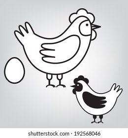 Hen (chicken) icons. Vector illustration