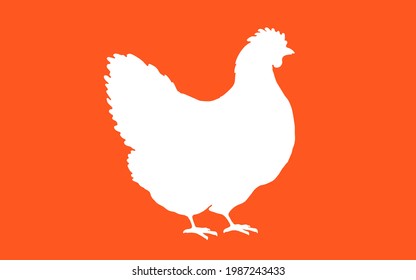 Hen, chicken. Isolated silhouette of chicken or hen. Logo, print, poster for butchery meat shop, hen silhouette. Template for meat business, meat shop, restaurant menu. Vector Illustration