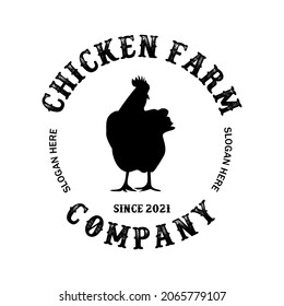 hen chicken logo, retro style with illustration vector inspiration for farm company