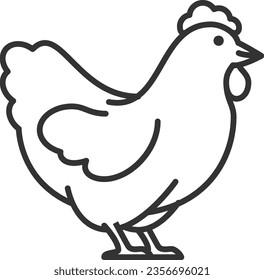 Hen chicken poultry thin line icon