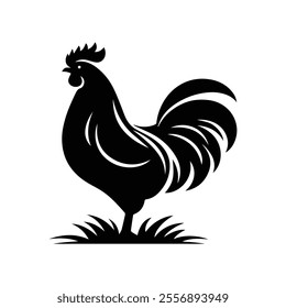 Hen chicken silhouette graphic black and white, colourful, natural colors, animal, farm