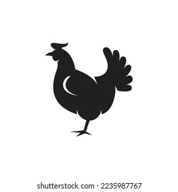 Hen or chicken silhouette isolated logo Farm Animal on white background vector illustration