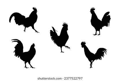 Hen chicken silhouette set vector illustration