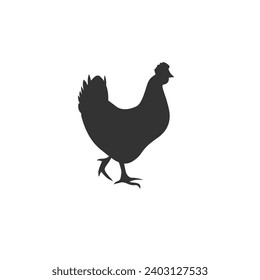 Hen, chicken. Vintage logo, retro print, poster for Butchery meat shop, hen silhouette. Logo template for meat business, meat shop.