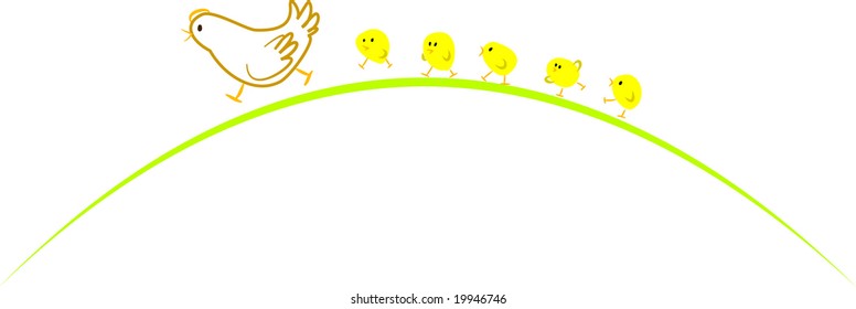 Hen and chickens - color