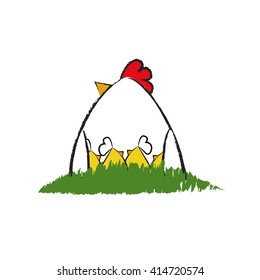 Hen and chickens isolated on white background