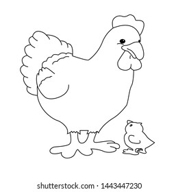  hen and chicks design line vector can for childreen drawing book or coloring