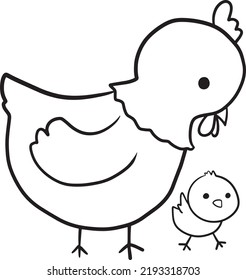 hen and chicks doodle coloring page