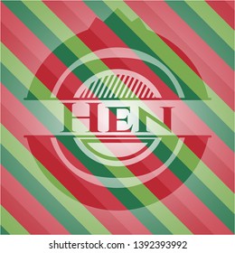 Hen christmas style emblem. Vector Illustration. Detailed.