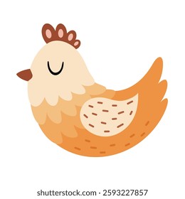 Hen clipart. Cute Easter chicken in cartoon flat style. Hand draw vector illustration