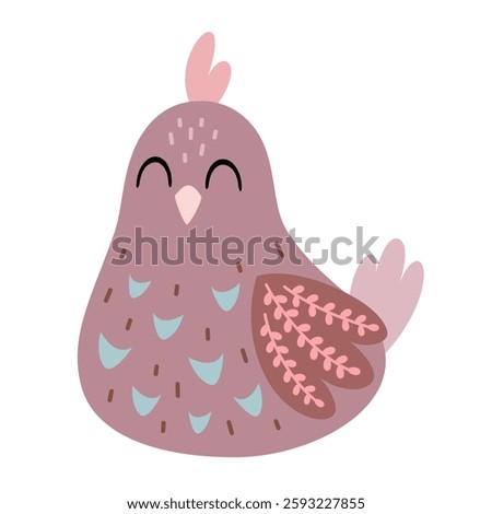 Hen clipart. Cute Easter chicken in cartoon flat style. Hand draw vector illustration