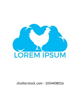 Hen and cloud vector logo design. Logo, sign, icon for groceries, meat stores, butcher shop, farmer market. 