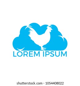 Hen and cloud vector logo design. Logo, sign, icon for groceries, meat stores, butcher shop, farmer market. 