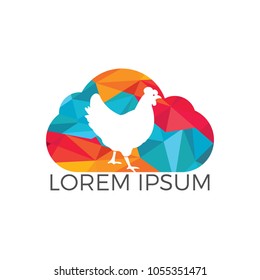 Hen and cloud vector logo design. Logo, sign, icon for groceries, meat stores, butcher shop, farmer market.