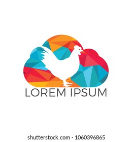 Hen and cloud vector logo design. Logo, sign, icon for groceries, meat stores, butcher shop, farmer market.