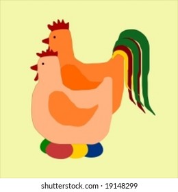Hen and cock