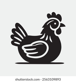 Hen cock rooster chicken chick Farm animal poultry broiler icon silhouette vector  isolated on white background