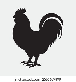 Hen cock rooster chicken chick Farm animal poultry broiler icon silhouette vector  isolated on white background