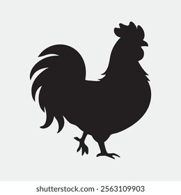 Hen cock rooster chicken chick Farm animal poultry broiler icon silhouette vector  isolated on white background