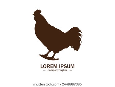 Hen or cock or rooster logo icon vector silhouette isolated on white background