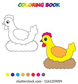 hen - coloring page. Worksheet. Game for kids -  coloring book. 