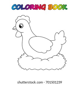 Hen Coloring Page Worksheet Game Kids Stock Vector (royalty Free 