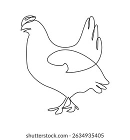 Hen Continuous line art vector illustration on white background