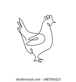 Hen drawn in one line. Vector image of a chicken. Minimalistic style. Logo illustration.