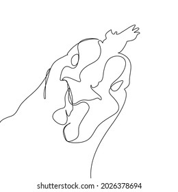 Hen drawn in one line. Vector image of a chicken. Minimalistic style. Logo illustration.