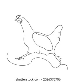 Hen drawn in one line. Vector image of a chicken. Minimalistic style. Logo illustration.