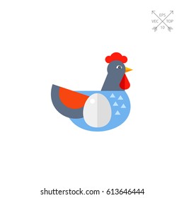 Hen with egg as aviculture concept icon