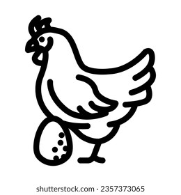 hen egg chicken farm food line icon vector. hen egg chicken farm food sign. isolated contour symbol black illustration