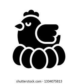 Hen with egg vector, Isolated Easter solid design icon