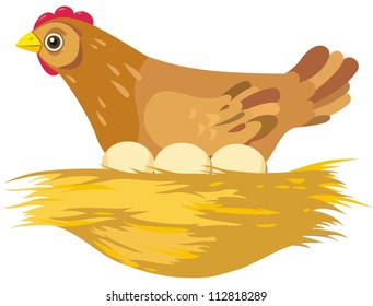 Hen with eggs