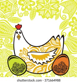 Hen and eggs vector illustration