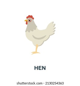 Hen flat icon. Colored element sign from farm animals collection. Flat Hen icon sign for web design, infographics and more.