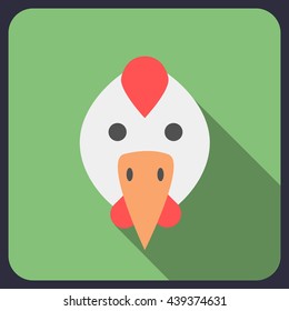 hen flat icon with long shadow