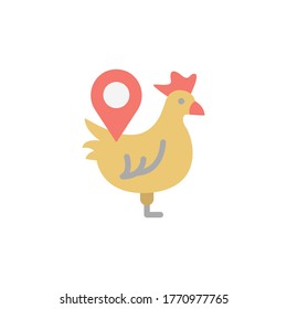 Hen, Gps, icono de ubicación. Elementos de vector de color simples de iconos de cultivo automatizado para ui y ux, sitio web o aplicación móvil