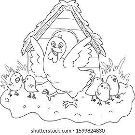 hen happy family, coloring book for fun
